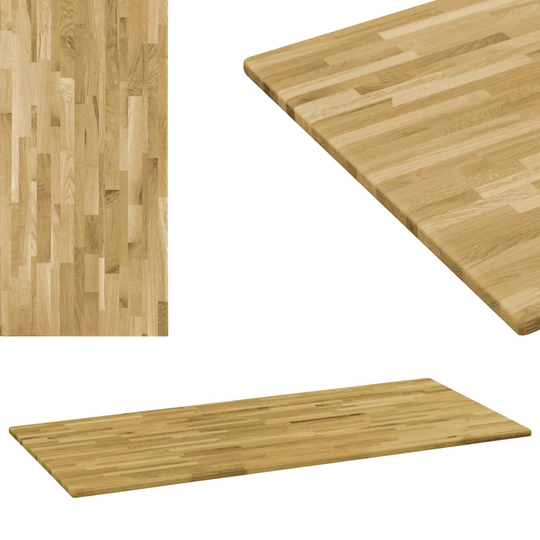 vidaXL Pöytälevy kiinteä tammipuu suorakaide 23 mm 100x60 cm