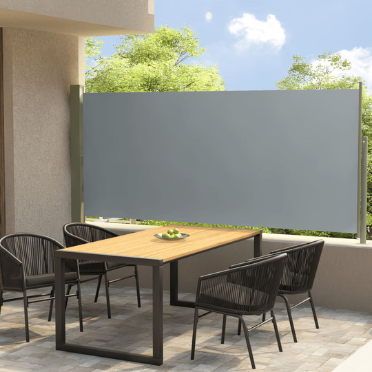 vidaXL Sisäänvedettävä terassin sivumarkiisi 140x300 cm harmaa