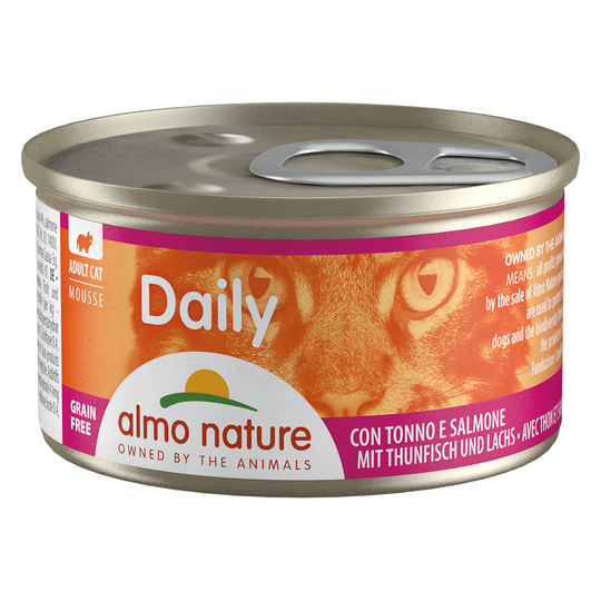 Almo Nature Daily Menu -säästöpakkaus 24 x 85 g - tonnikala-lohimousse