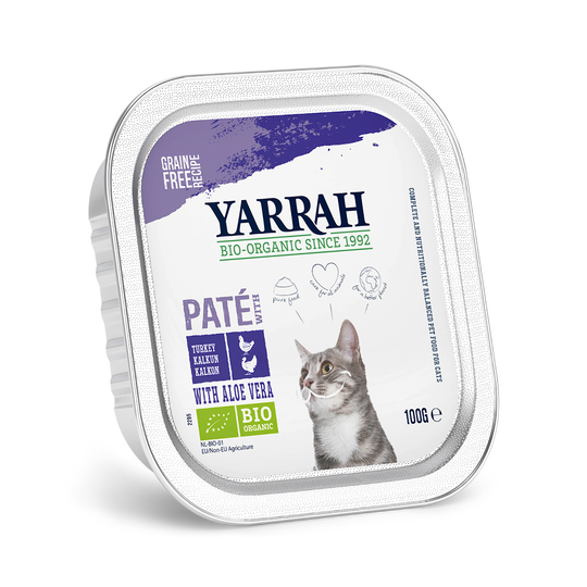 Yarrah Organic 6 x 100 g: 5 + 1 kaupan päälle! - Pate: luomukana & luomukalkkuna ja luomu- aloe vera