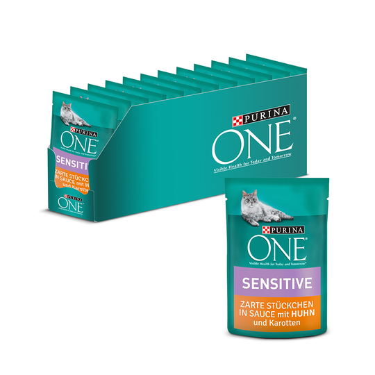 Purina One Sensitive - 12 x 85 g kana & porkkana