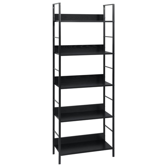 vidaXL 5-tasoinen kirjahylly musta 60x27,6x158,5 cm lastulevy
