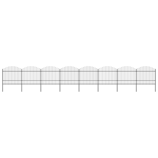vidaXL Puutarha-aita keihäskärjillä teräs (1,5-1,75)x13,6 m musta