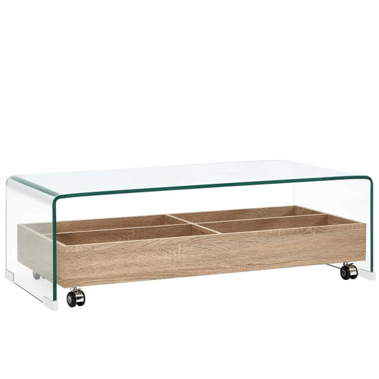 vidaXL Sohvapöytä kirkas 98x45x31 cm karkaistu lasi