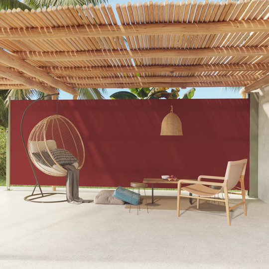 vidaXL Terassin sisäänvedettävä sivumarkiisi 200x600 cm punainen
