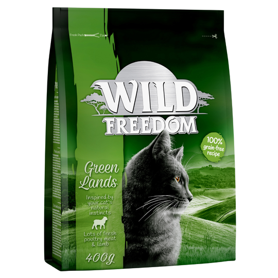 2 + 1 kaupan päälle! 3 x 400 g Wild Freedom -kissanruokaa - Green Lands - Lamb