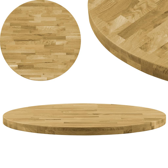 vidaXL Pöytälevy kiinteä tammipuu pyöreä 44 mm 600 mm