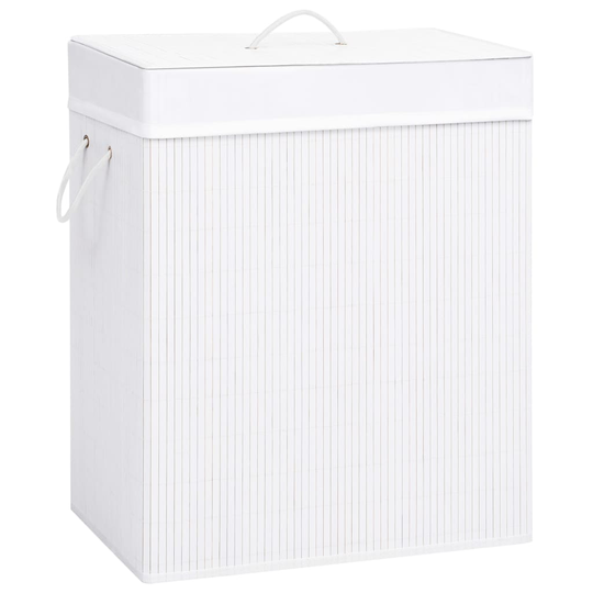 vidaXL Bambu pyykkikori valkoinen 100 l