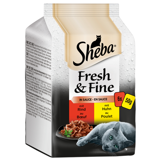 30 + 6 kaupan päälle! 36 x 50 g Sheba-kissanruoka - valikoidut herkkureseptit kastikkeessa