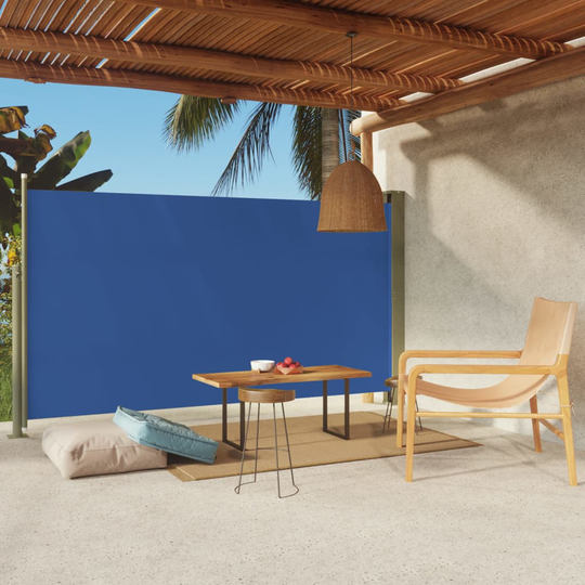 vidaXL Sisäänvedettävä terassin sivumarkiisi 170x300 cm sininen