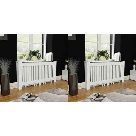 vidaXL Lämpöpatterin suojat 2 kpl MDF 152 cm valkoinen