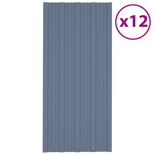 vidaXL Kattopaneeli 12 kpl galvanoitu teräs harmaa 100x45 cm