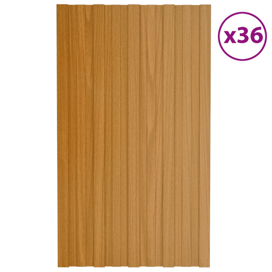 vidaXL Kattopaneeli 36 kpl galvanoitu teräs vaalea puu 80x45 cm