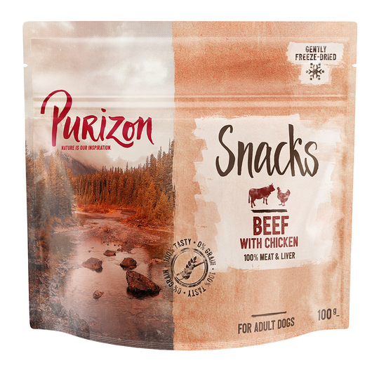 Kokeilutarjous: 100 g Purizon Snack -koiranherkut - nauta & kana