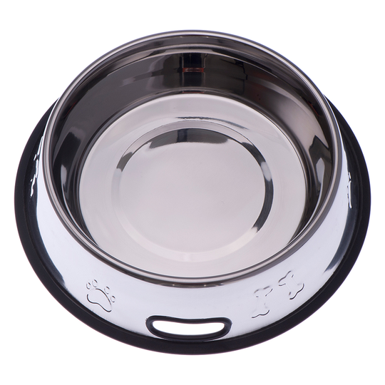 Ruostumaton teräsruokakuppi kumirenkaalla - 1,80 l, Ø 27,0 cm