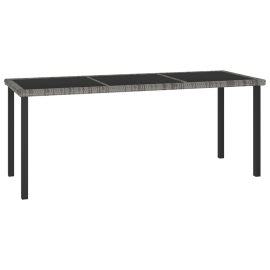 vidaXL Puutarhan ruokapöytä harmaa 180x70x73 cm polyrottinki
