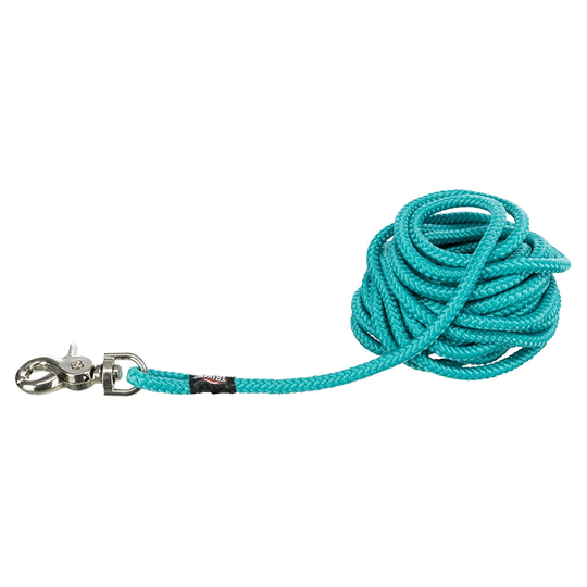 Trixie-koulutusliina, pyöreä, Trigger Snap Hook -koukulla, merensininen - koko S - L: pituus 20 m, Ø 6 mm
