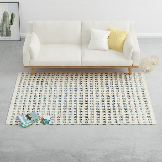 vidaXL Matto denim/villa 140x200 cm sininen/valkoinen