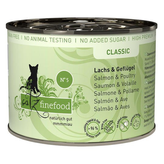 catz finefood -purkkiruoka 6 x 200 g - lohi & siipikarja