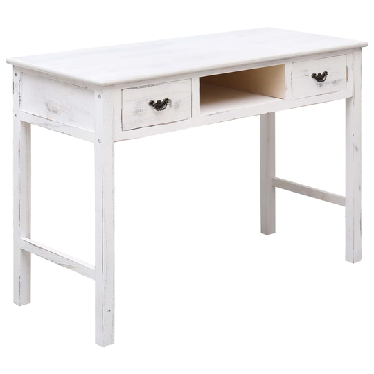 vidaXL Sivupöytä antiikinvalkoinen 110x45x76 cm puu