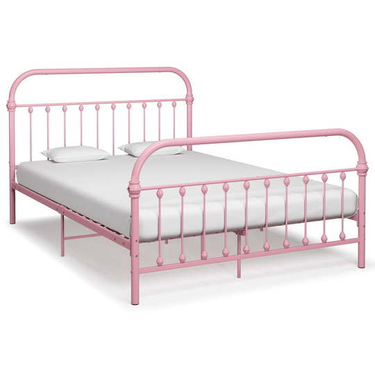 vidaXL Sängynrunko pinkki metalli 140x200 cm