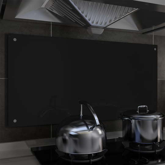 vidaXL Keittiön roiskesuoja musta 100x50 cm karkaistu lasi