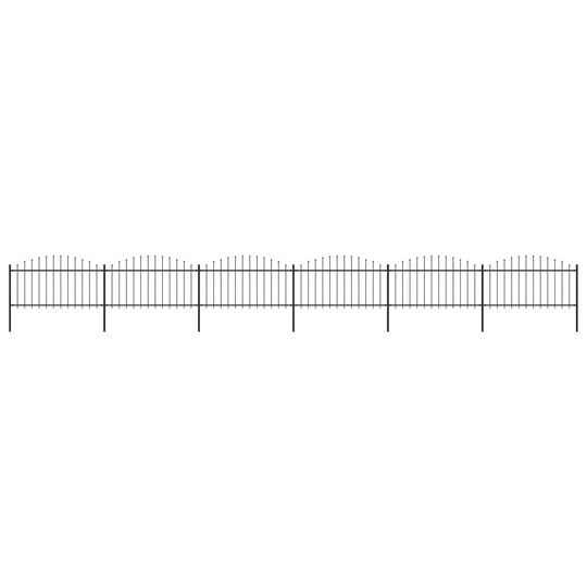 vidaXL Puutarha-aita keihäskärjillä teräs (1,25-1,5)x10,2 m musta