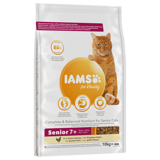 Iams kissanruoka 10 kg: 8 + 2 kg kaupan päälle! - Senior Chicken (10 kg)