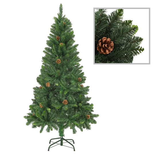 vidaXL Tekojoulukuusi kävyillä vihreä 150 cm