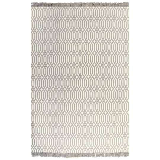 vidaXL Kelim matto puuvilla 120x180 cm kuviolla harmaanruskea