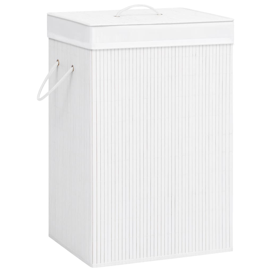 vidaXL Bambu pyykkikori valkoinen 72 l