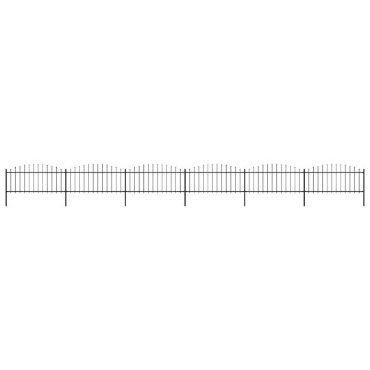vidaXL Puutarha-aita keihäskärjillä teräs (0,5-0,75)x10,2 m musta