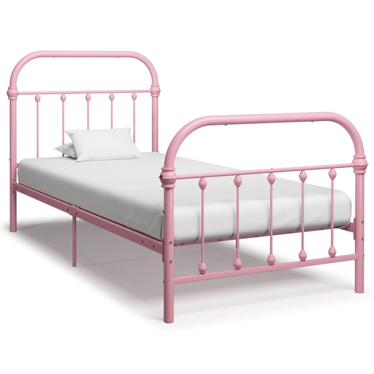 vidaXL Sängynrunko pinkki metalli 100x200 cm