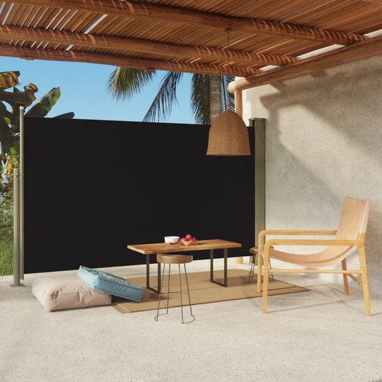 vidaXL Sisäänvedettävä terassin sivumarkiisi 180x300 cm musta