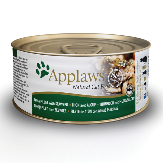 18 + 6 kaupan päälle! 24 x 70 g Applaws-kissanruokaa - in Broth: tonnikalafilee & merilevä