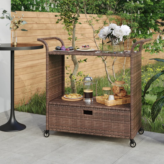 vidaXL Baarivaunu laatikolla ruskea 100x45x97 cm polyrottinki