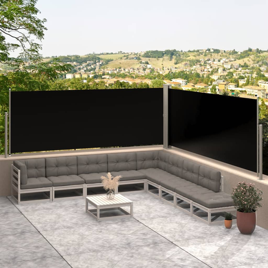 vidaXL Sisäänvedettävä sivumarkiisi musta 117x600 cm