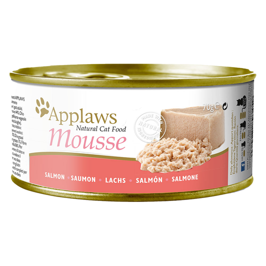 18 + 6 kaupan päälle! 24 x 70 g Applaws-kissanruokaa - Mousse: lohi