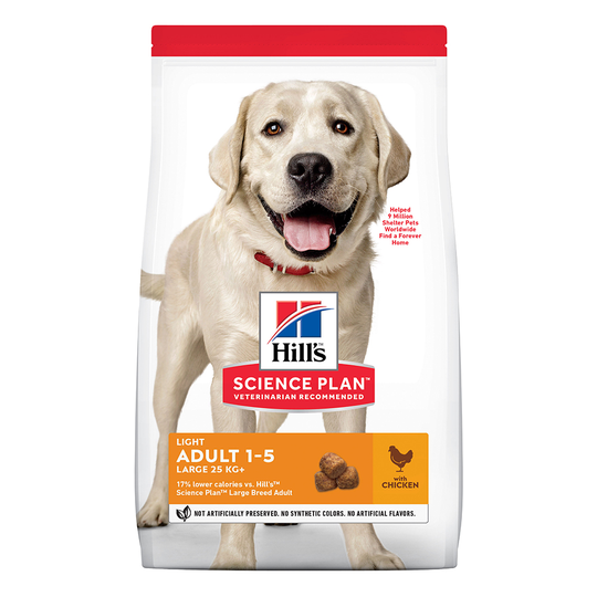 Hill's Science Plan -kevytruoka koirille erikoishintaan! - Adult Light Large Breed Chicken (14 kg)