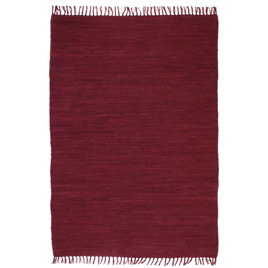 vidaXL Käsin kudottu Chindi-matto puuvilla 200x290 cm burgundi