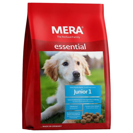 12,5 kg MERA essential -koiranruoka erikoishintaan! - Junior 1