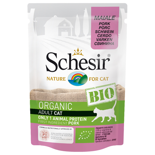 5 + 1 kaupan päälle! 6 x 85 g Schesir Organic Pouch - sika