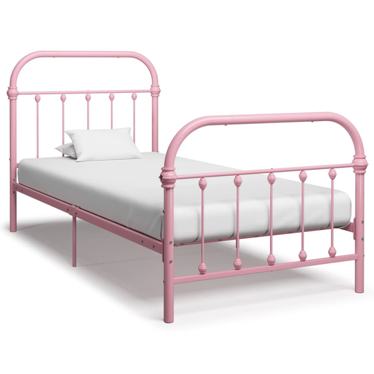 vidaXL Sängynrunko pinkki metalli 90x200 cm