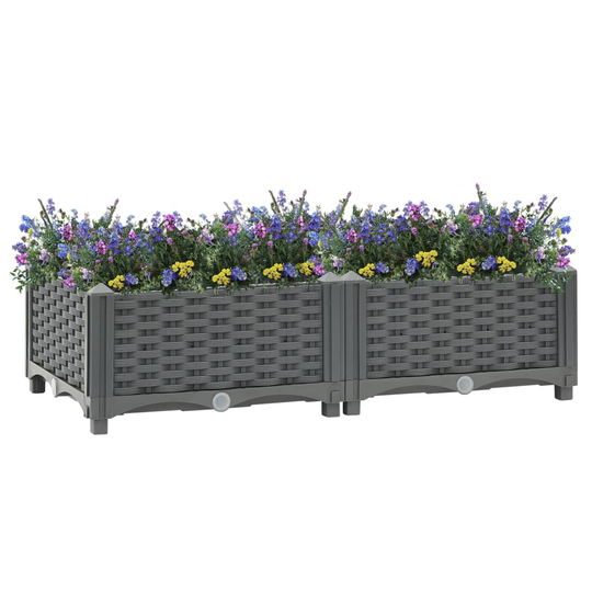 vidaXL Korotettu kukkalaatikko 80x40x23 cm polypropeeni