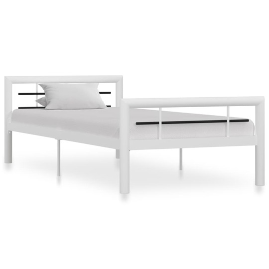 vidaXL Sängynrunko valkoinen ja musta metalli 90x200 cm