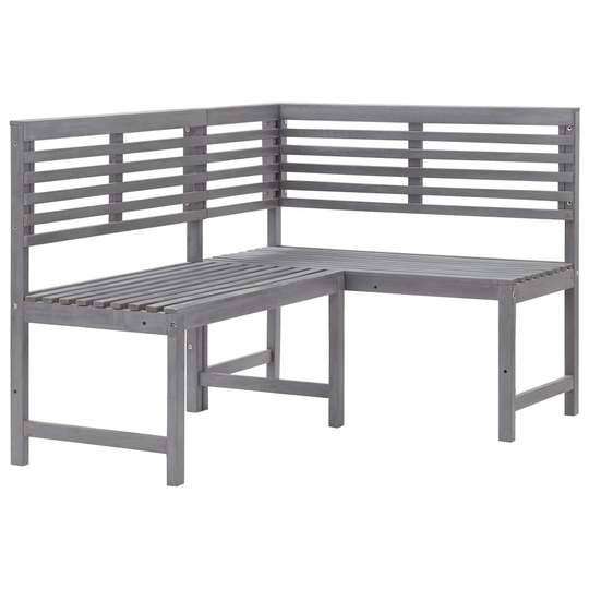 vidaXL Kulmapenkki harmaa 140 cm täysi akaasiapuu