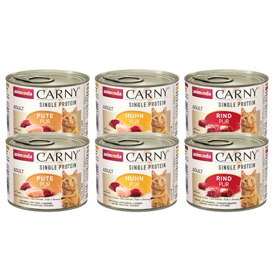 Animonda Carny Single Protein Adult Mix -kokeilupakkaus - 6 x 200 g