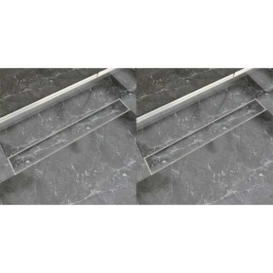 vidaXL Lineaarinen suihkukaivo 2 kpl 830x140 mm ruostumaton teräs