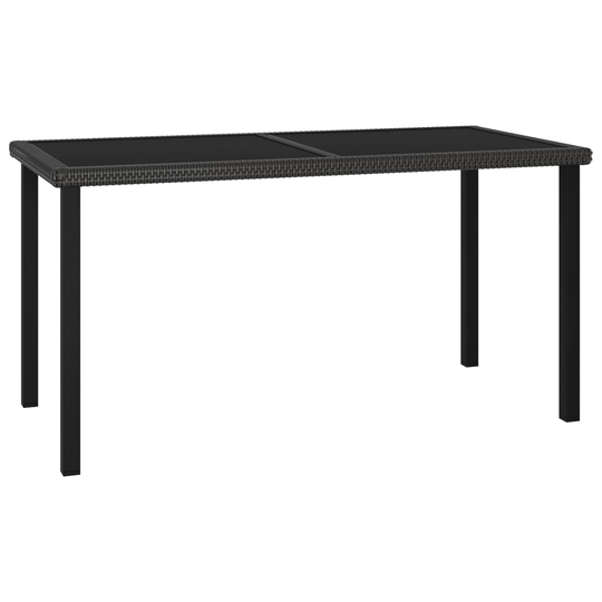vidaXL Puutarhan ruokapöytä musta 140x70x73 cm polyrottinki
