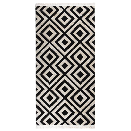 vidaXL Ulkomatto litteä kudos 100x200 cm musta ja beige